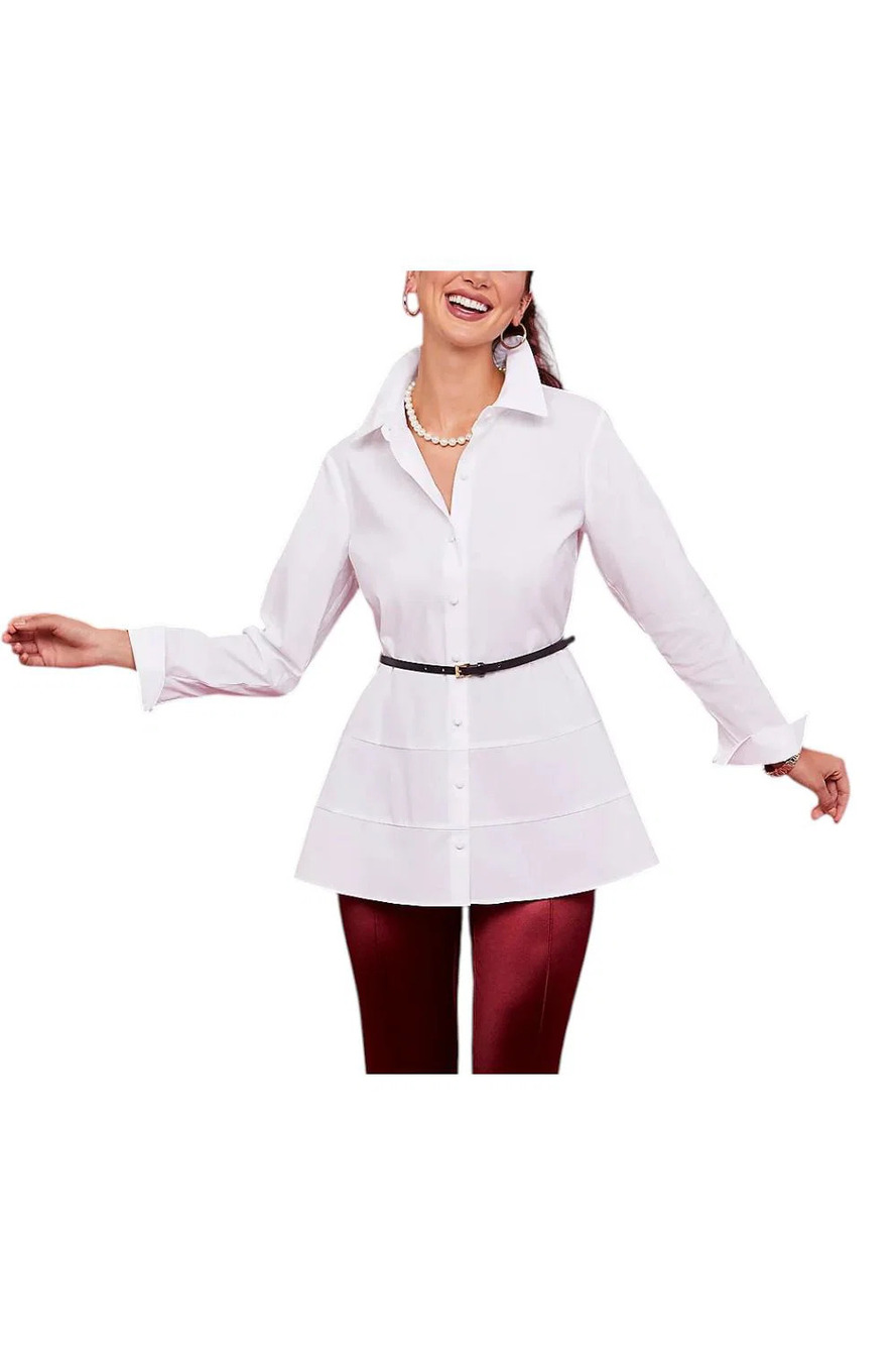 Isaac Mizrahi Live! Women's Stretch Poplin Shirt Bright White - Petite